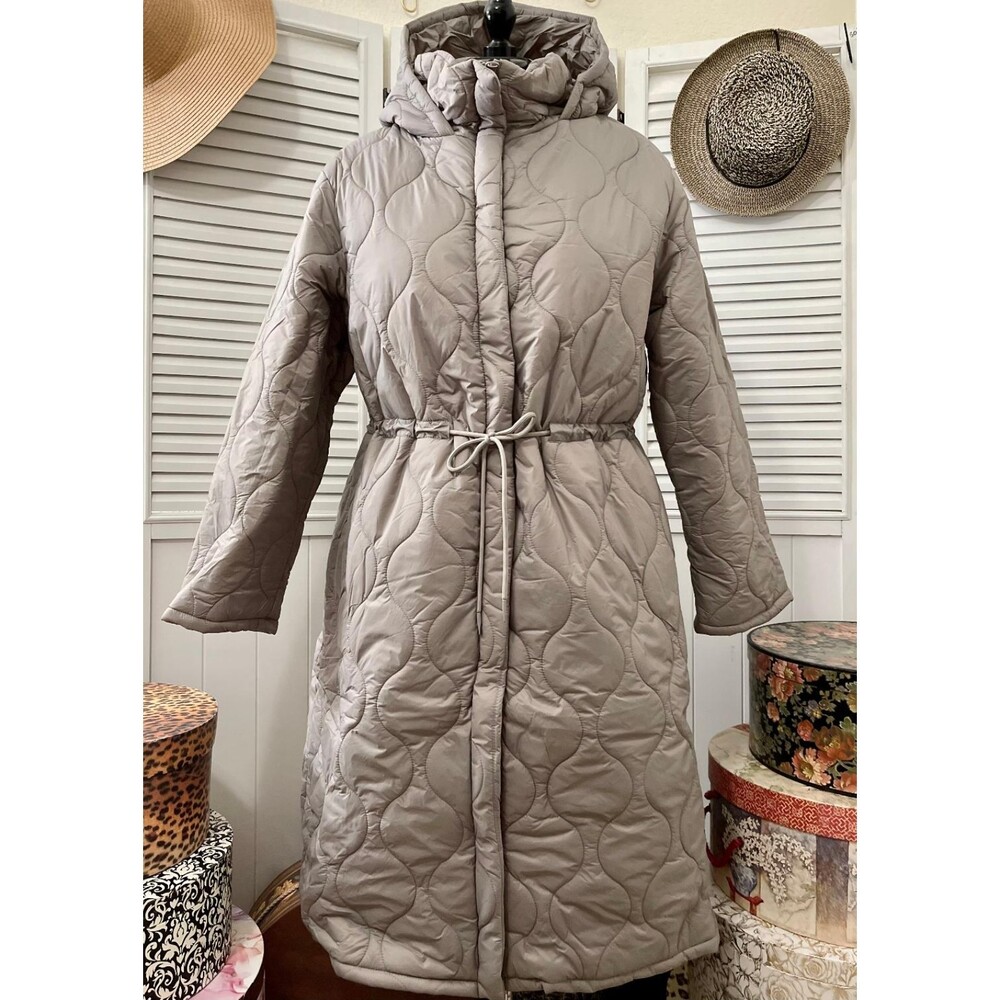 NEW!! Evans Grey Quilted Hooded Coat, Size 22